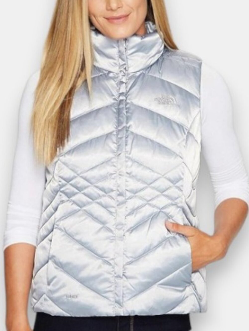 The North Face Aconcagua quilted puffer vest pearl white women's size M